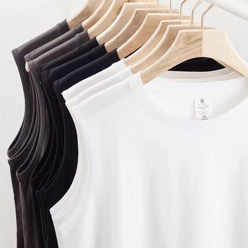 Tシャツ メンズ 男性用 ノースリーブ スポーツ タンクトップ 白 無地 コットン 汗染み防止 普段使い 部屋着(x2)