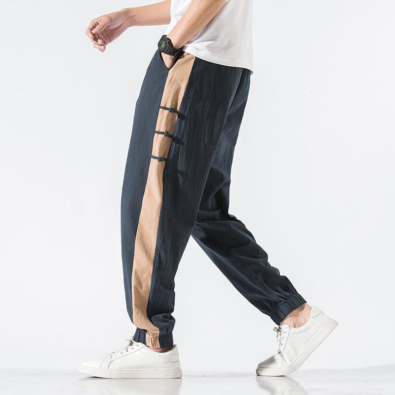 メンズ パンツ 綿麻 カジュアル 中華風 ワイド ゆったり サルエルパンツ 国潮 レトロ 唐装 裾絞り ロングパンツ 春 スプリング 普段使い(4.0)