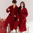 パジャマ レディース メンズ 秋冬 厚手 フランネル 夫婦 結婚祝い バスローブ ガウン 暖か 珊瑚マイヤーVネック 部屋着 ルームウェア 豪華感