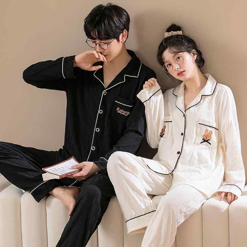 パジャマ レディース メンズ 長袖 綿 薄手 ルームウェア 上下セット 夫婦 ペア 寝巻き 部屋着 秋冬 襟..