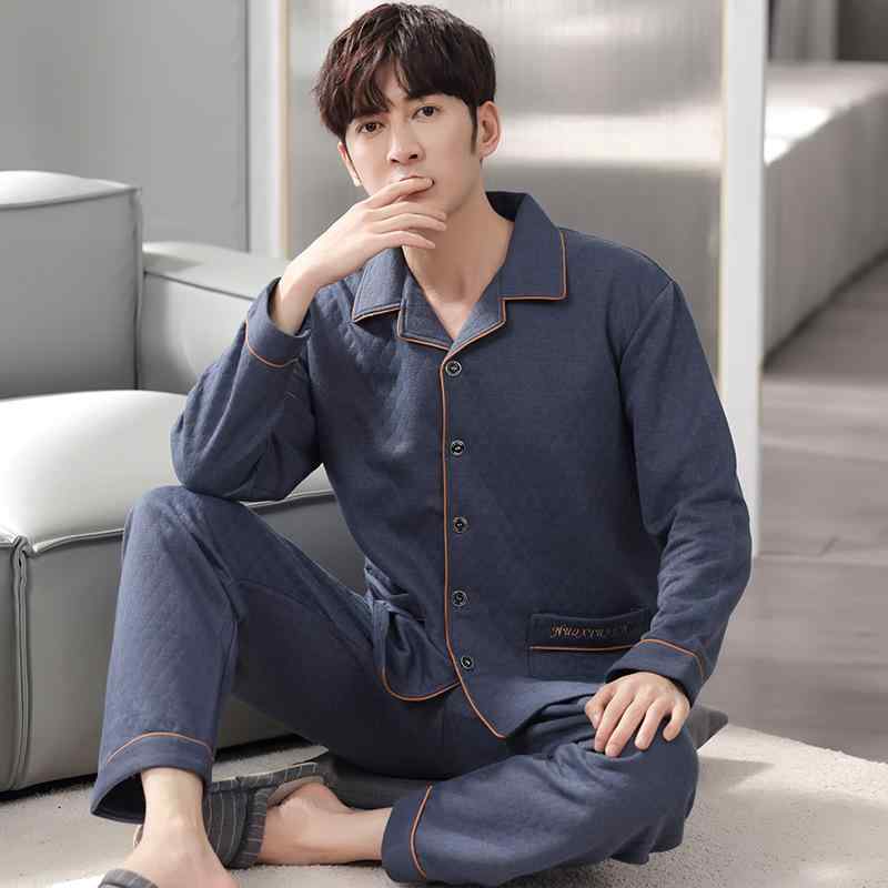パジャマ メンズ 秋冬用 厚手 綿 長袖 上下セット 大きいサイズ 部屋着 ルームウェア 保温性 暖かい あったか ふわふわ