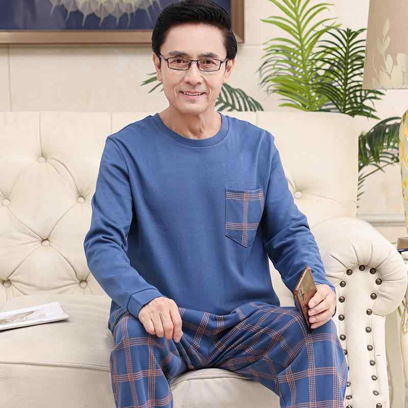 パジャマ 男性用 上下セット 綿 長袖 長ズボン シニア 世代 ルームウェア 寝巻き 部屋着 春秋冬 快適 ..