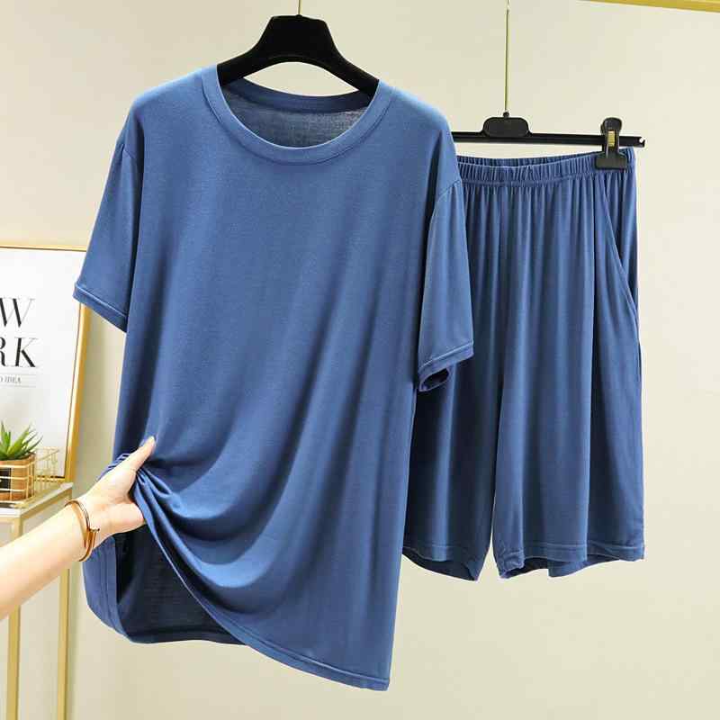 パジャマ メンズ 大きいサイズ 半袖 短パン 上下セット モダール ラウンドネック ルームウェア 部屋着 4XL 5XL 6XL 春夏 秋冬 ブラック ネイビー グレー・商品カテゴリ: セットアップ・素材: Modal・カジュアル・主な素材: Modal 90-95%・厚さ: 薄手・生地の厚さ: 161-180g/平方メートル・ネックライン: ラウンドネック・袖丈: 五分袖・パンツ丈: 五分丈・機能: カジュアル.睡眠.ホームウェア.快適・対象: 男性・適用シーン: ホームウェア・カラー: ブラック.ダークブルー.暗い青.豆緑.鉄グレー・サイズ: 4XL.5XL.6XL