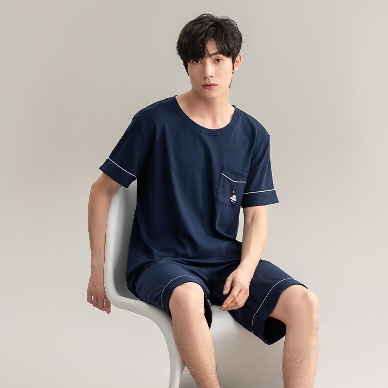 パジャマ メンズ 男性用 半袖 短パン 綿 上下セット ルームウェア 部屋着 春夏秋冬 通気性 リラックス ..
