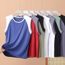 タンクトップ メンズ 男性用 モダール繊維 切り替え ノースリーブ Tシャツ 白 黒 グレー カーキ 抹茶 接触冷感 大サイズ ゆったり 部屋着 普段使い スポーツ