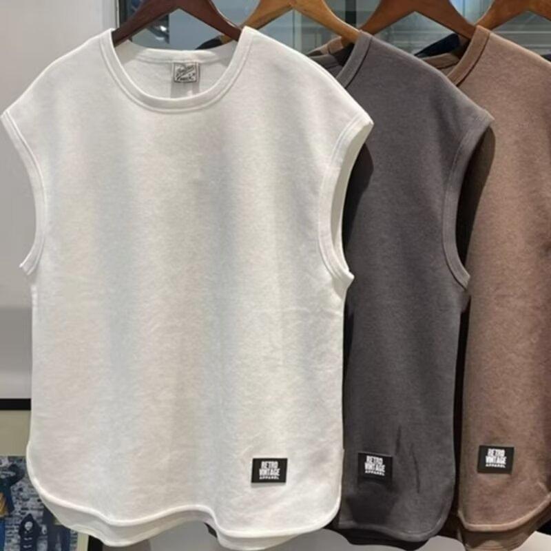 Tシャツ メンズ スポーツウェア トレーニングウェア ノースリーブ タンクトップ ポリエステル 無地 薄手 ルームウェア 部屋着 カジュアル スタイル 白 紺色 カーキ ダークグレー M L XL 2XL 3XL 4XL 5XL