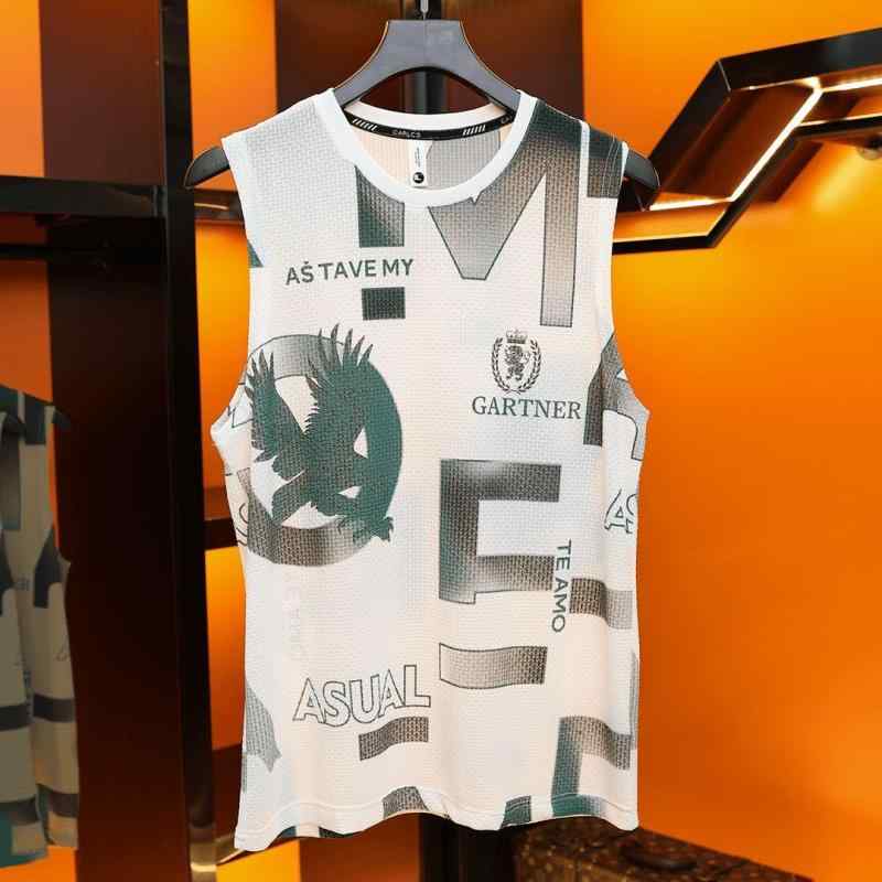 タンクトップ メンズ 男性用 ノースリーブ 接触冷感 涼感 薄手 伸縮性 ポリエステル スポーツ 普段使い 部屋着 グリーン ホワイト