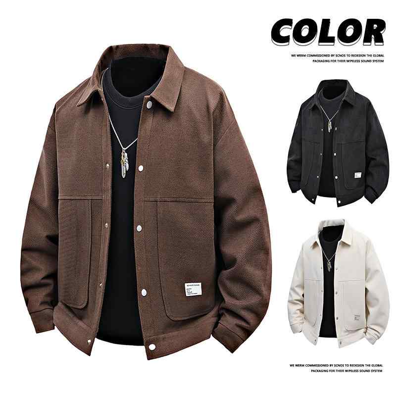 ジャケット メンズ ワークジャケット 春秋 ストリート系 耐摩耗性 防風 翻襟 長袖 アウター トップス ミリタリー カジュアル ゆったり 大きめサイズ M L XL 2XL 3XL 4XL 5XL 6XL 7XL 8XL ベージュ ブラック ブラウン(4)