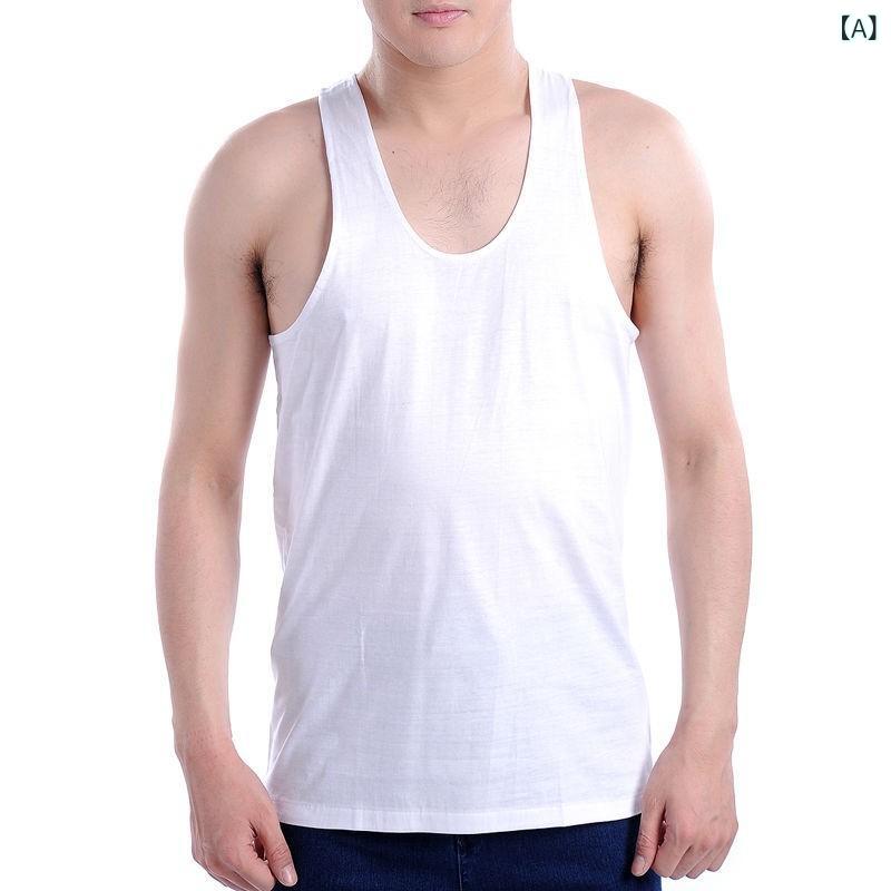 タンクトップ メンズ 男性用 コットン 速乾 ノースリーブ シャツ スポーツ ウェア ジム トレーニング ..