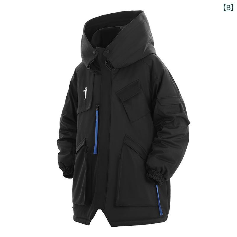 綿ジャケット メンズ ミリタリースタイル パーカー 厚手 防寒 多ポケット カーキ ブラック