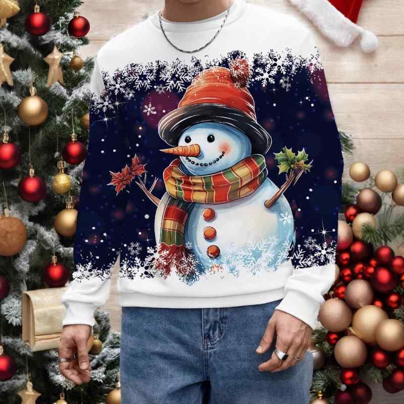 スウェット メンズ トレーナー 長袖 ポリエステル プリント クリスマス カジュアル スエット トップス 四季