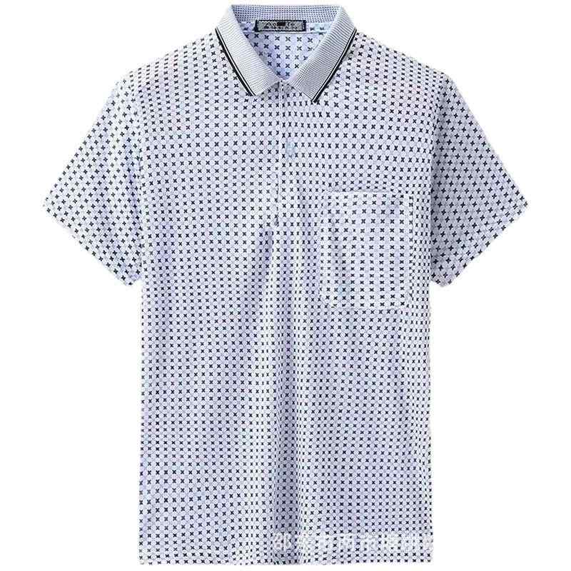 ポロシャツ 男性用 半袖トップス コットン混紡 プリント柄 襟付き 白 黒 普段使い 40代 50代 60代(x10)