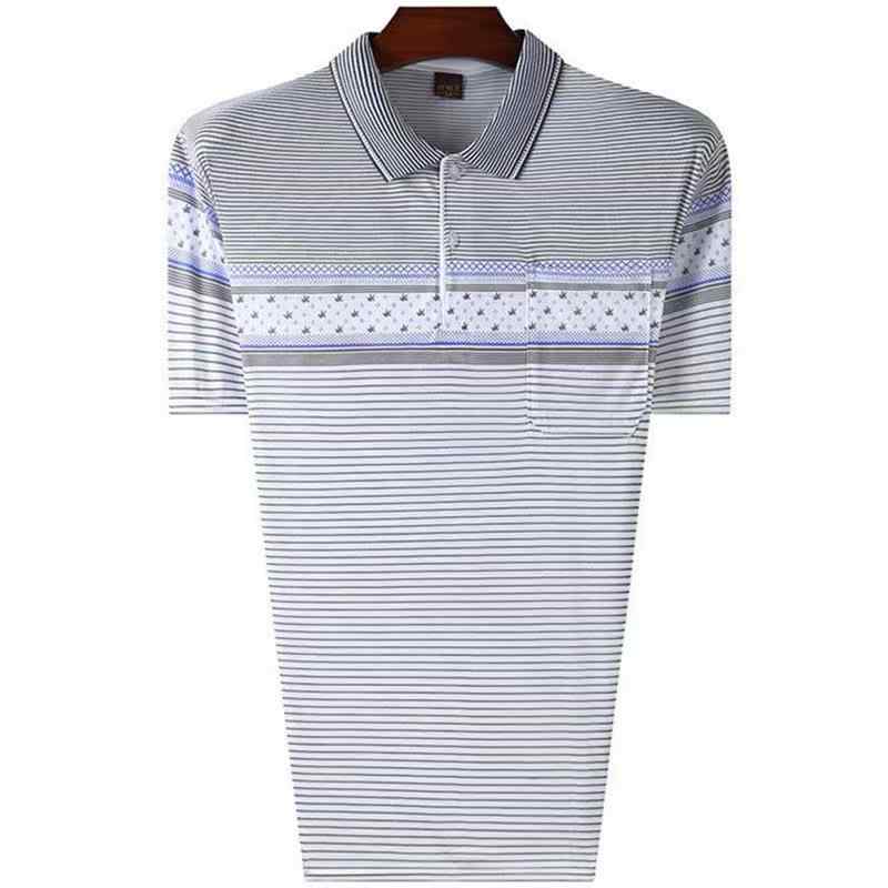 ポロシャツ 男性用 半袖 ストライプ 襟付き 紳士 ビジネスカジュアル 薄手 吸湿速乾 コットン(x20)
