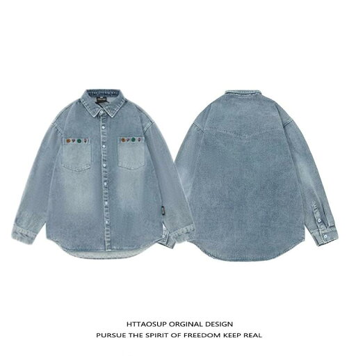 シャツ メンズ デニム 長袖 トップス ウォッシュ加工 ワークシャツ 切り替え 普段使い カジュアル スタイル 秋服 コットン混紡 ブルー系 シャツ メンズ デニム 長袖 トップス ウォッシュ加工 ワークシャツ 切り替え 普段使い カジュアル スタイル 秋服 コットン混紡 ブルー系