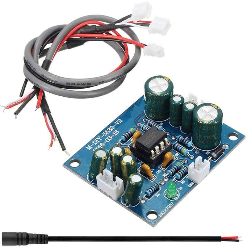 Youmile NE5532 OP AMPHiFiプリアンプ信号増幅ボードDC12V-35VNE5532プリアンプ（28awgケーブル付き）Bluetoothプリアンプ用DCメスケーブル【製品紹介】：NE5532オペアンプをコアに、高品質のコンデンサと高精度の5色リング金属皮膜抵抗器を採用。【サイズパラメータ】：取付穴：3.0mm、基板サイズ：50 * 40 * 16mm、小型、小型機に収納しやすい。【適用範囲】：音源の感度を下げるために使用します。【電気・設計】：DC単電源、電源範囲12〜35V、動作電流：約600mA、ダブルパネル設計、使いやすく、効果が良い。【ゲイン】：5（デフォルト。R5、R6を100Kオームにすると10チェンジ）