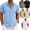 シャツ メンズ 男性用 麻混 半袖 Tシャツ 無地 コットンリネン シャツ ビーチ カジュアル 大きいサイズ 白 黒 グレー 春夏 秋冬