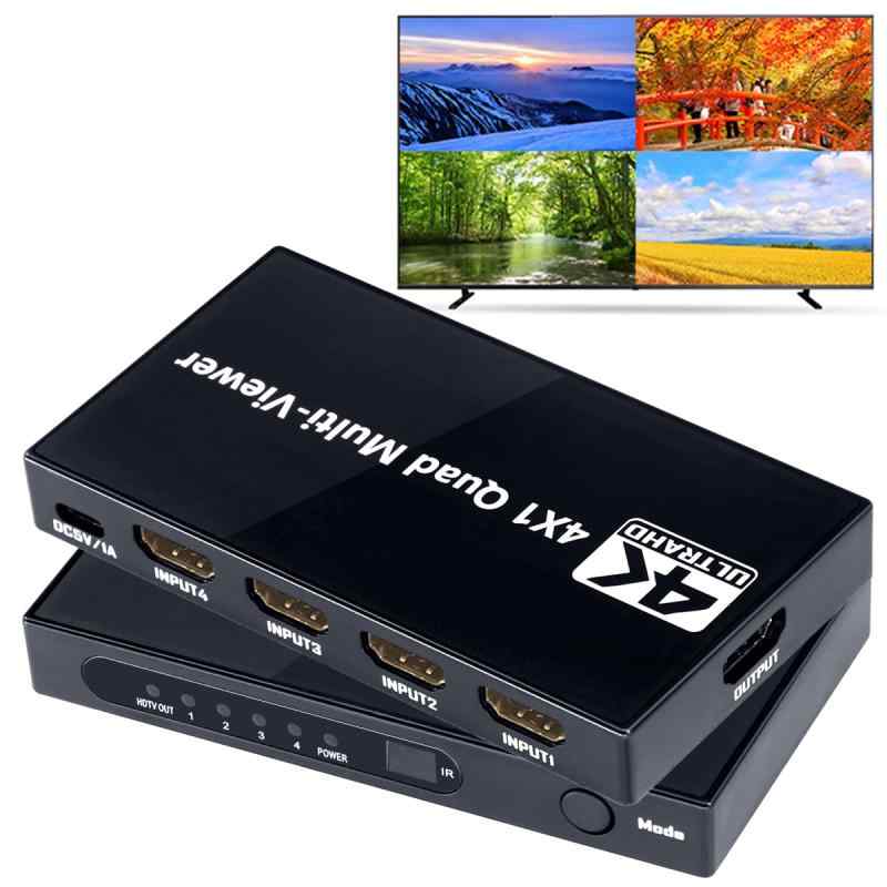 ELEVIEW 4K マルチビューワー HDMI 画面分割切替器 4入力1出力 4分割表示(PBP) HDMIスイッチャー シームレス 瞬時に切り替え ライブ配信やWeb会議・授業・イベントなどに活用 リモコン付き EHD-707N
