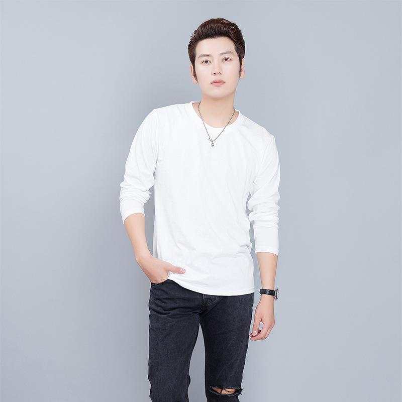 Tシャツ メンズ 男性用 厚手 無地 長袖 トップス インナー 綿 コットン クルーネック カットソー ルームウェア 普段使い 秋冬(x3)