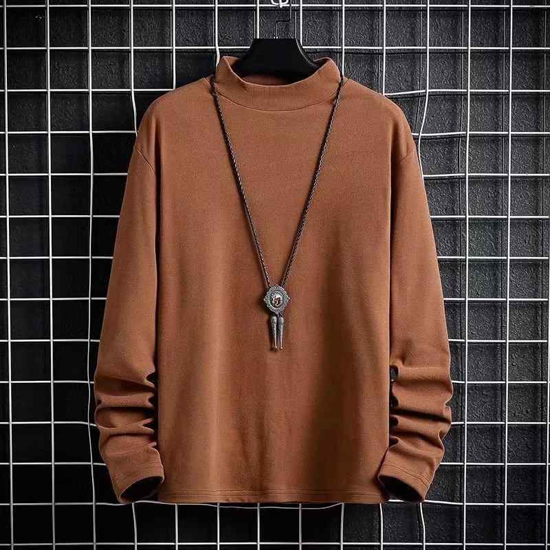 Tシャツ メンズ 男性用 秋冬 裏起毛 暖かい 長袖 インナー トップス スリムフィット ポリエステル 無地..