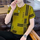 Tシャツ メンズ 男性用 半袖 夏 接触冷感 吸湿速乾 ポリエステル プリント クルーネック カットソー トップス(x2)
