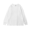 Tシャツ メンズ 長袖 無地 春秋 薄手 ルーズネック インナー トップス カットソー ポリエステル ホワイト ブラック グレー カジュアル(x2)