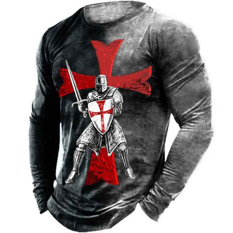 Tシャツ 男性用 長袖 スリム 数码印花 ポリエステル トップス カットソー カジュアル ストリート カー..