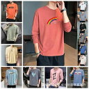 Tシャツ 男性用 長袖 トップス コットン プリント柄 カットソー プルオーバー 10代 20代 普段使い(x15)
