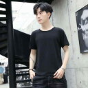 Tシャツ メンズ 半袖 カットソー スリムフィット トップス プリントTシャツ 夏物 普段使い 部屋着(x2)