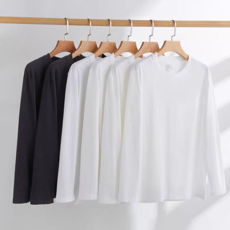 Tシャツ 男性用 トップス 長袖 コットン 無地 クルーネック プルオーバー ゆったり 普段使い リラックス 春秋 黒 白・スタイル: 和風レトロ・主な素材: 綿・柄: 無地 クリーム色・タイプ: プルオーバー・ネックライン: ラウンドネッ...