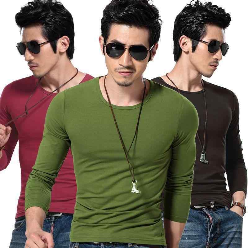 Tシャツ 男性用 長袖 ポリエステル 無地 スリム トレーニング スポーツ ミリタリー インナー 秋冬