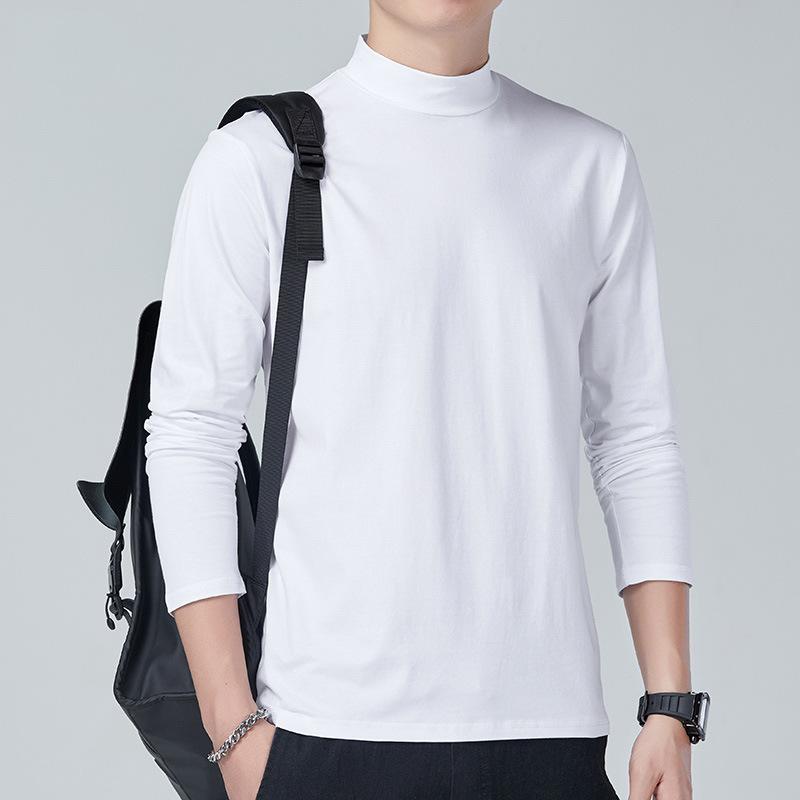 Tシャツ 男性用 トップス 長袖 コットン 高機能インナー カットソー 無地 秋冬 ストレッチ 伸縮性 ホワイト ブラック グレー