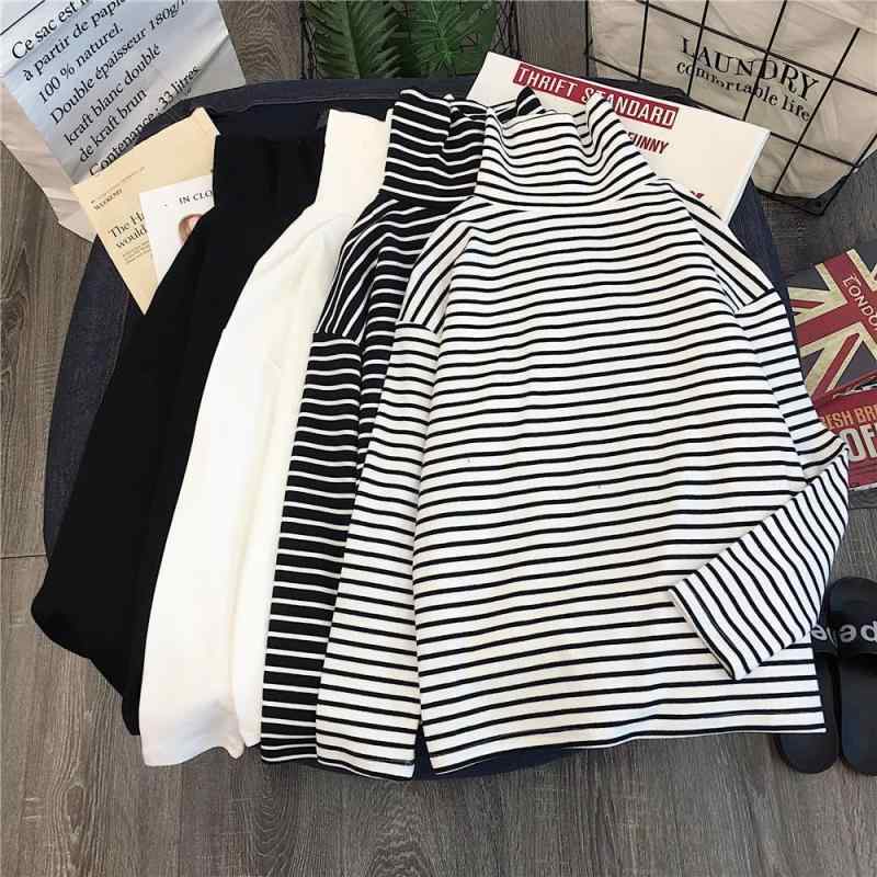 Tシャツ メンズ 長袖 カットソー スリムフィット トップス ストライプ柄 ハーフハイネック 秋冬 普段使い