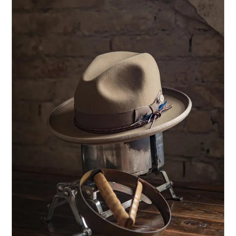 帽子 メンズ 男性用 ウールフェルトハット レトロ ブリティッシュスタイル ジャズハット フェザー飾り ..
