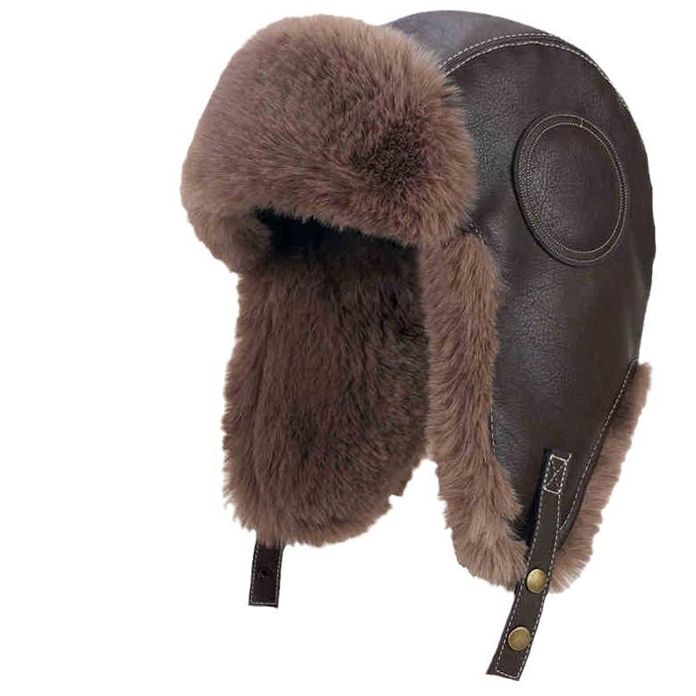 帽子 メンズ 雷鋒帽 冬用 PUレザー パイロットキャップ 防寒 防風 イヤーマフ付き バイク 自転車 あっ..
