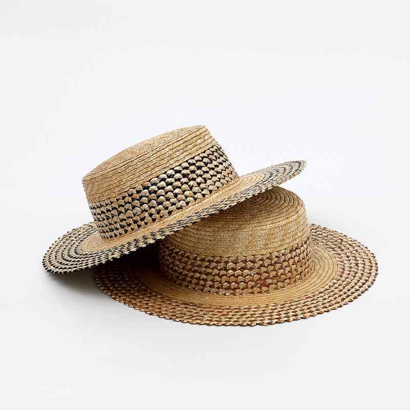 麦わら帽子 男女兼用 春夏 平 टॉप ブレードハット ビーチハット 日焼け防止 紫外線対策 ブラック コー..