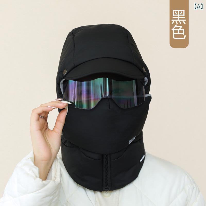 帽子 - 雷鋒帽 メンズ レディース 冬 加絨 防寒 保温 スキー 帽子 多機能 眼鏡一体型 360度 防風 寒さ対策 あったかグッズ