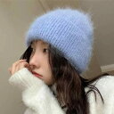 ニット帽 レディース 防寒 ビーニー 秋冬 女性用 防風 暖かい ウール 帽子 白 黒 ピンク ミントグリーン ブルー グレー ベージュ(x2)