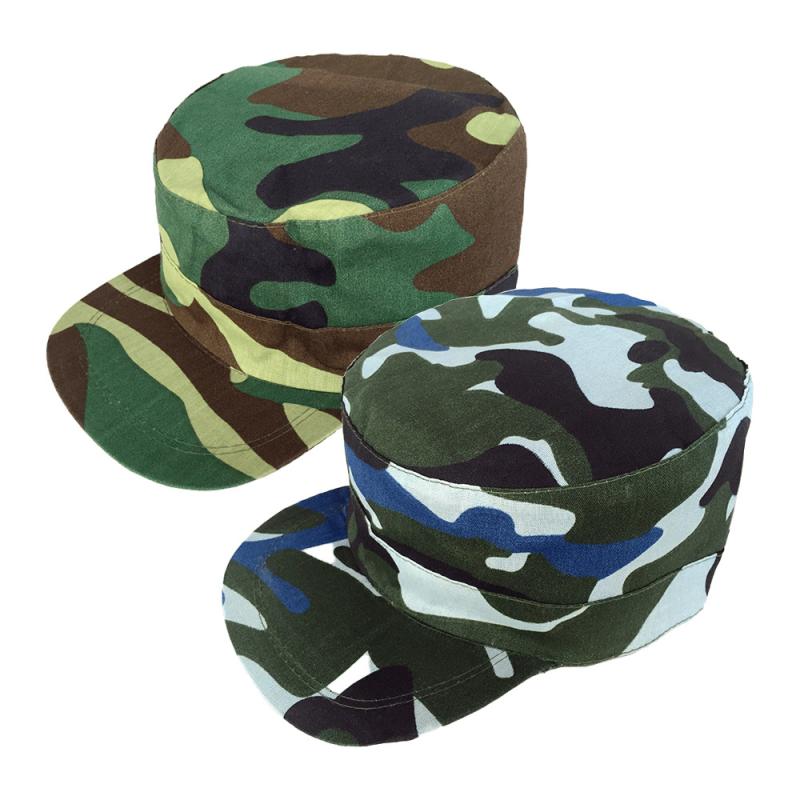 帽子 メンズ 迷彩柄 平顶帽 アウトドア 遮陽 通気性 日よけ キャップ 短つば ハット 訓練 学生 汎用 迷彩 草緑 海藍(x10)