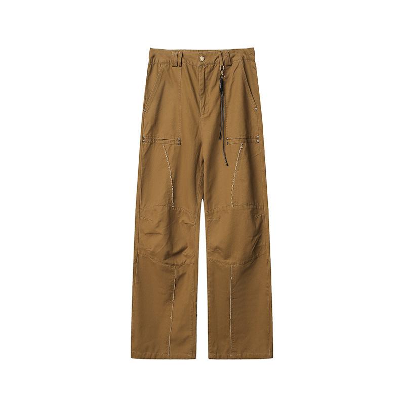 パンツ メンズ ワークパンツ カーゴパンツ ストレート 裾直し不要 コットン 無地 グレー カーキ 普段使い 作業着(x2)