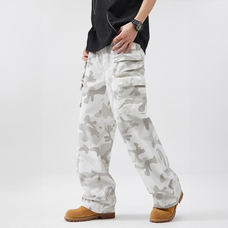 カーゴパンツ メンズ ミリタリー 迷彩柄 コットン ワークパンツ ストレート ゆったり 薄手 アメカジ 普段使い
