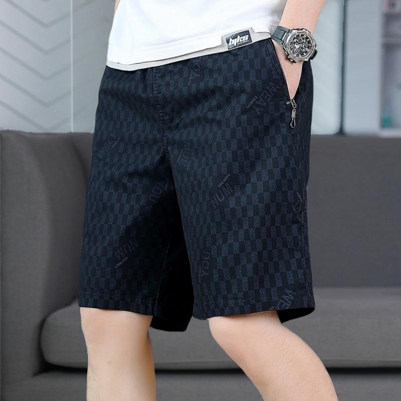 ハーフパンツ メンズ 5分丈 チェック柄 薄手 ワークパンツ スポーツ 黒 ブラック系 ゆったりサイズ 伸縮性