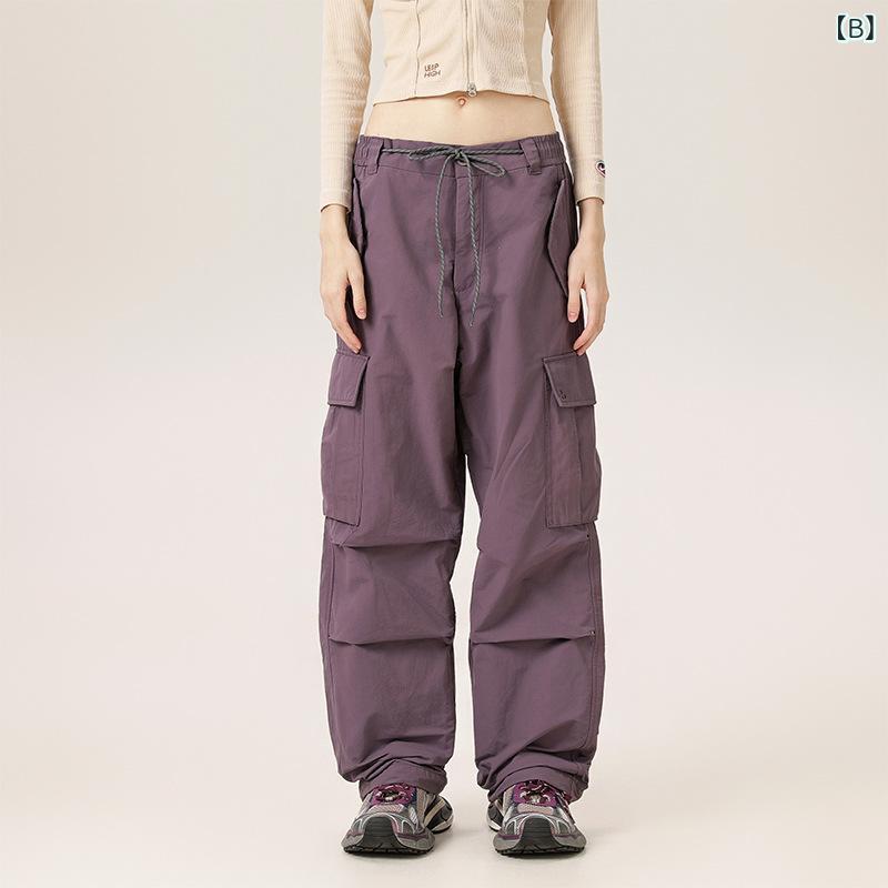 カーゴパンツ メンズ ルーズフィット ストレートパンツ ナイロン ワークパンツ ウ...