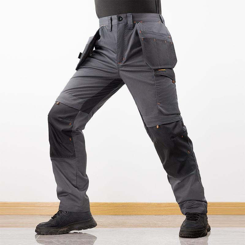 ワークパンツ メンズ 男性用 作業ズボン カーゴパンツ 撥水 丈夫 ストレッチ 薄手 高腰 ストレート ズボン アウトドア 仕事着 春夏秋冬 グレー ブラック カーキ グリーン