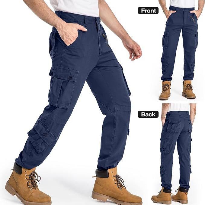 パンツ メンズ 男性用 カーゴパンツ ミリタリー ワークパンツ ストレート ゆったり コットン 綿 多ポケット 春秋 カジュアル 軍グリーン カーキ ブラック グレー