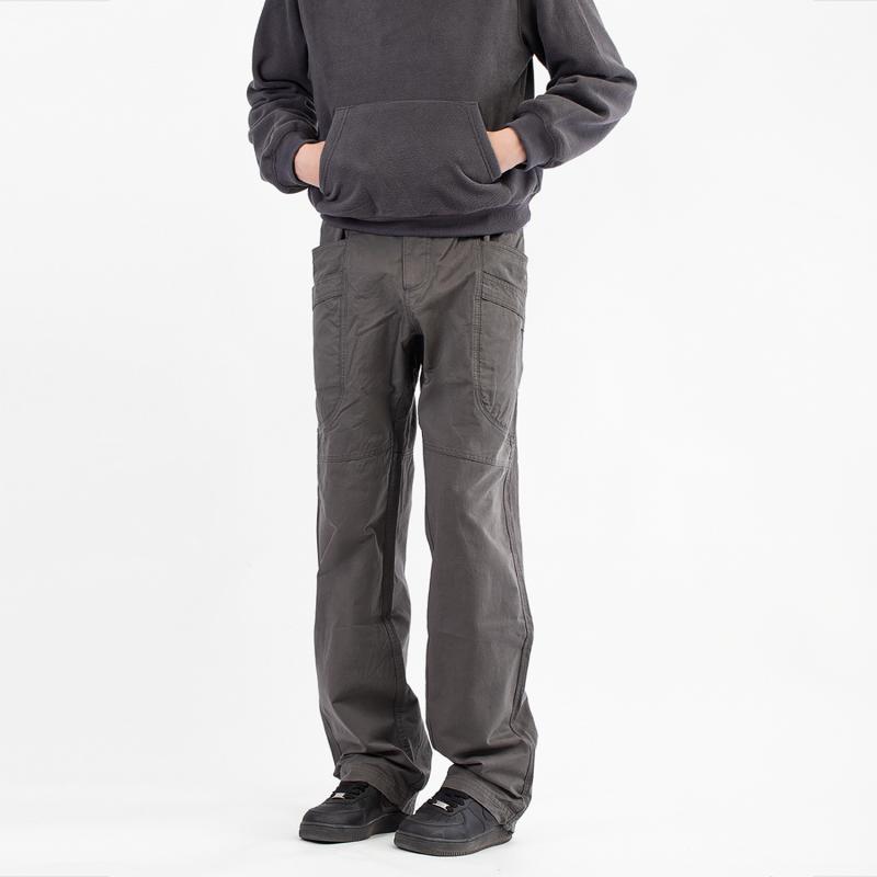 カーゴパンツ メンズ ワークパンツ ストレート 宽松 ゆったり 作業着 ズボン ボトムス 多ポケット コットン 綿 通気性 無地 アメカジ カジュアル 水洗いグレー ブラック