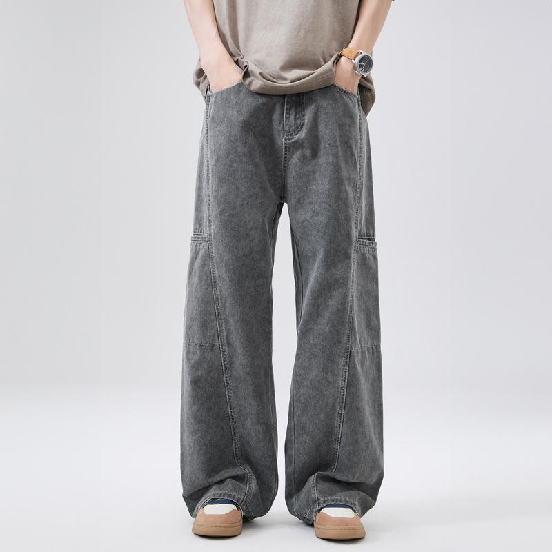 パンツ メンズ カーゴパンツ ワイド ストレート 春秋 ワークパンツ ミリタリー グレー 綿 ズボン ボトムス カジュアル