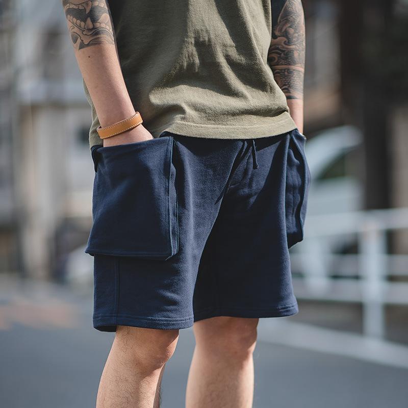 ハーフパンツ メンズ 男性用 ワークパンツ カーゴパンツ ショートパンツ コットン 膝丈 5分丈 ネイビー 紺色 カジュアル スポーティ