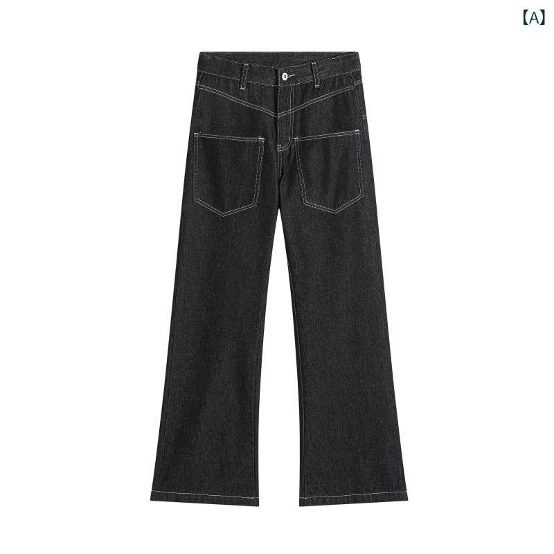 LINEAR shopのパンツ メンズ 男性用 カーゴパンツ デニムパンツ ワークパンツ ロングパンツ ポケット 多数 ゆったり ルーズ 高街 カジュアル ブラック｜アングル2