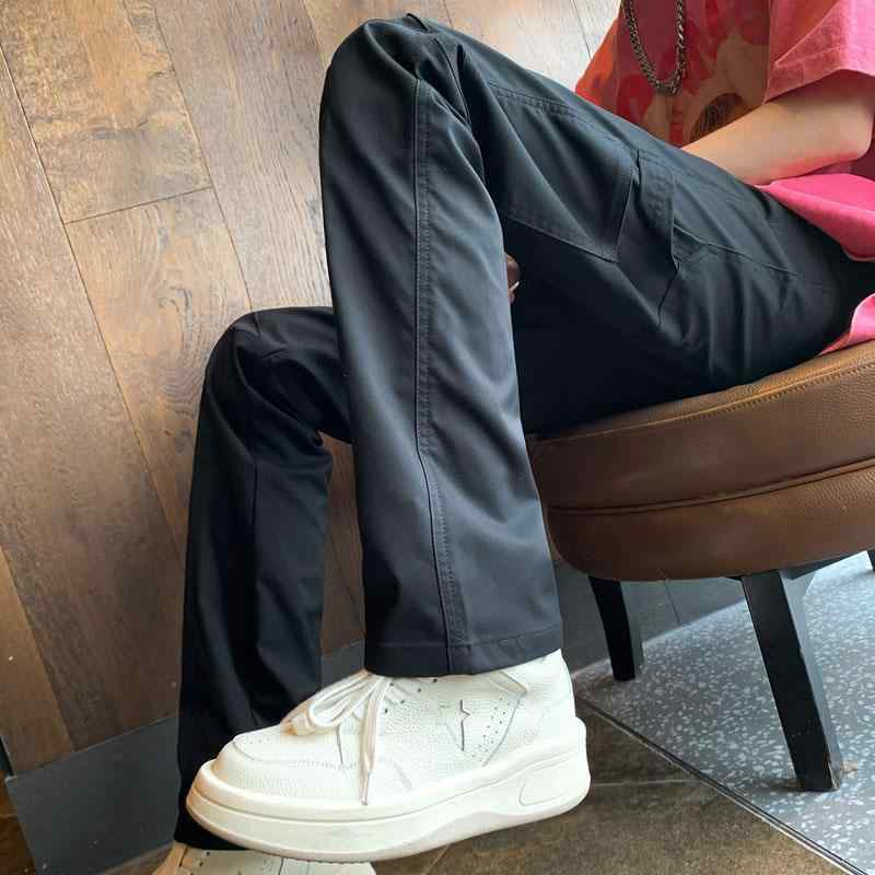 パンツ メンズ アウトドア ワークパンツ カーゴパンツ ストレート スリム 厚手 黒 ブラック 無地 秋冬