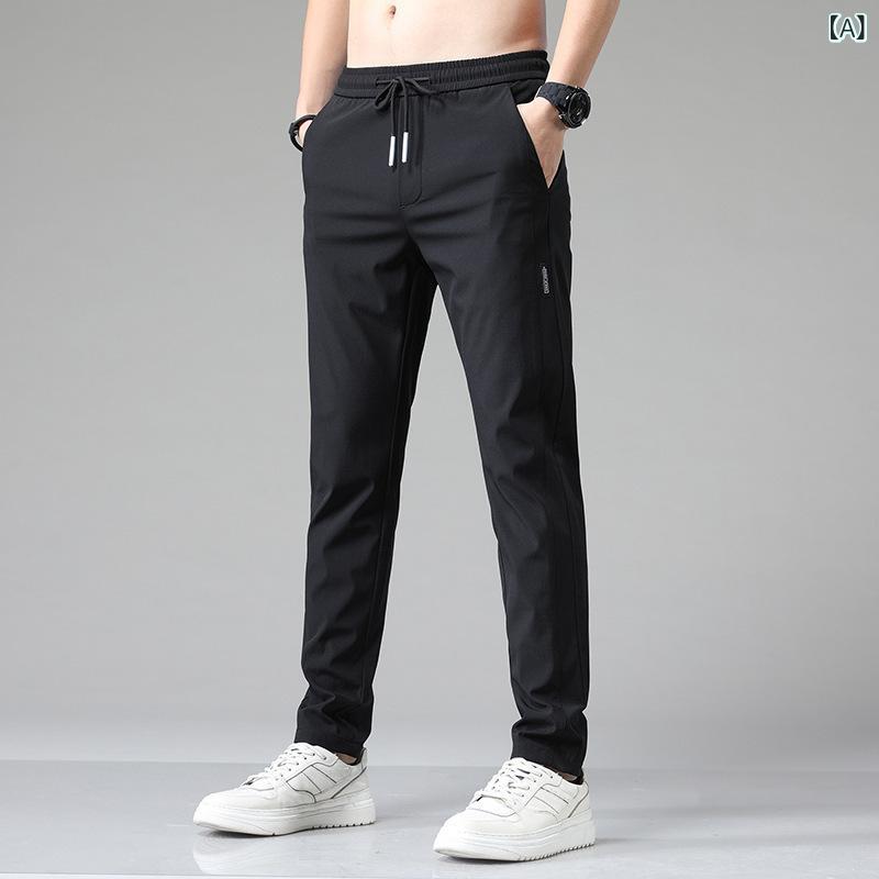 パンツ メンズ 薄手 接触冷感 イージーパンツ ストレート ズボン 男性用 涼しい ス...
